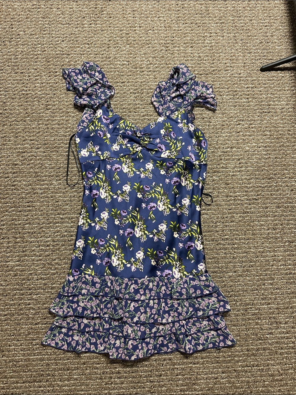 Forever 21 Navy Floral Ruffle Mini Dress